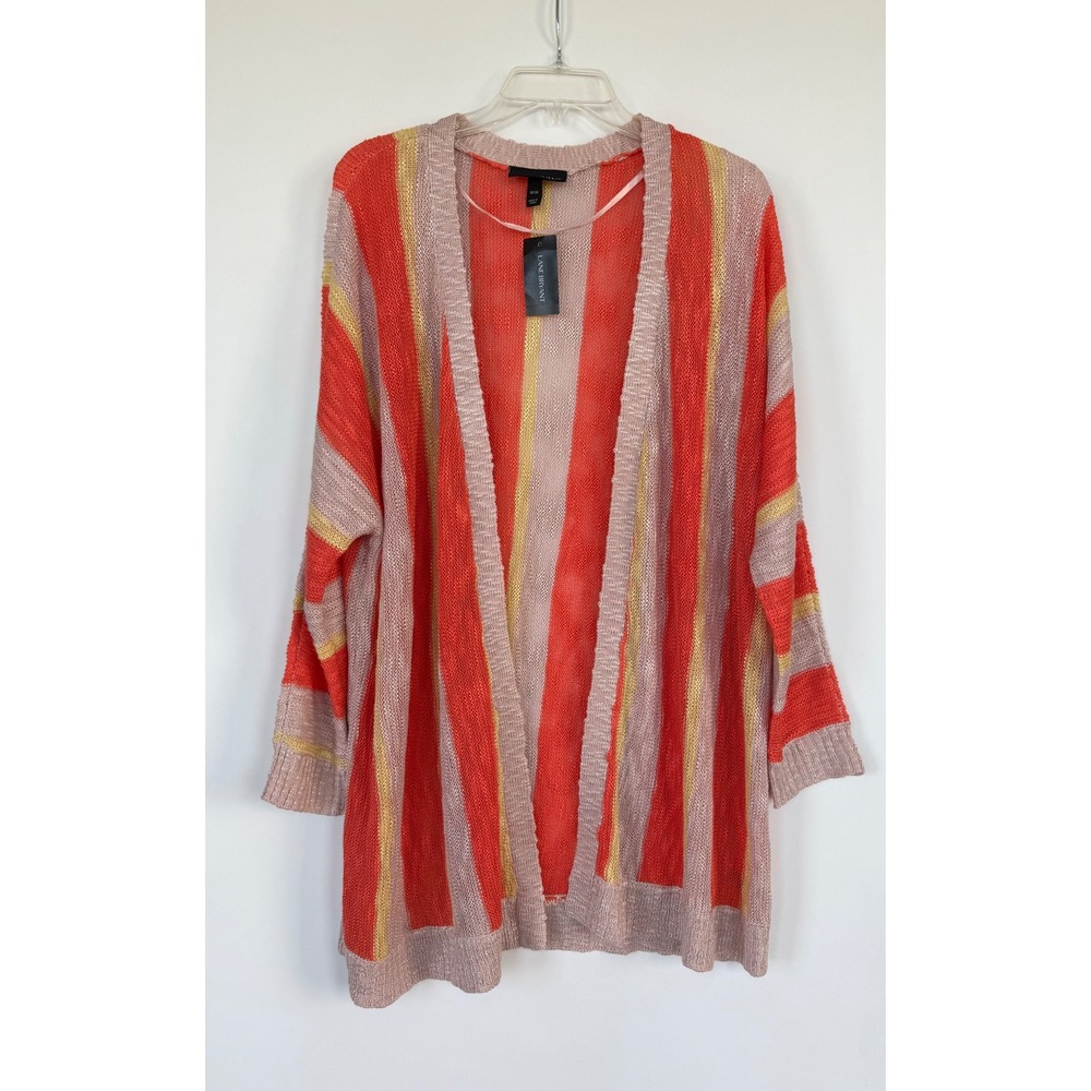 Lane Bryant Orange Pink Stripe Open Cardigan Sweater 18/20 Coastal Boho
Beachy
